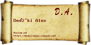 Deáki Alex névjegykártya