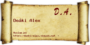 Deáki Alex névjegykártya