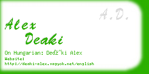alex deaki business card